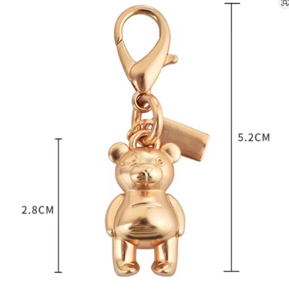 🧸Luxury Gold Mini Teddy Bear Bag Charm Keychain Handbag Accessory - Picture 9 of 10